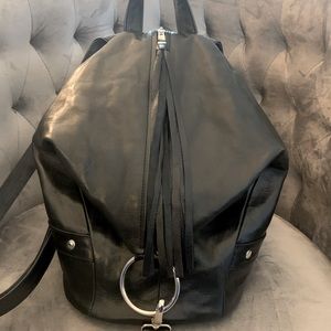 Custom Black Leather Backpack with Tassel